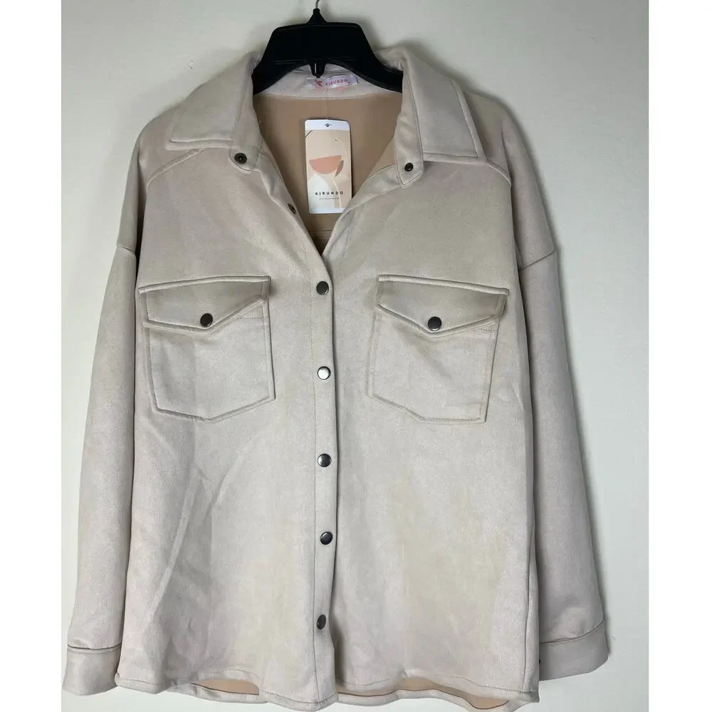 KIRUNDO Women's Suede Tracksuit - Tan, Size M - New!